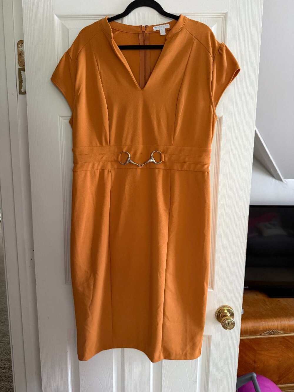 Orange V-Neck Medi length dress